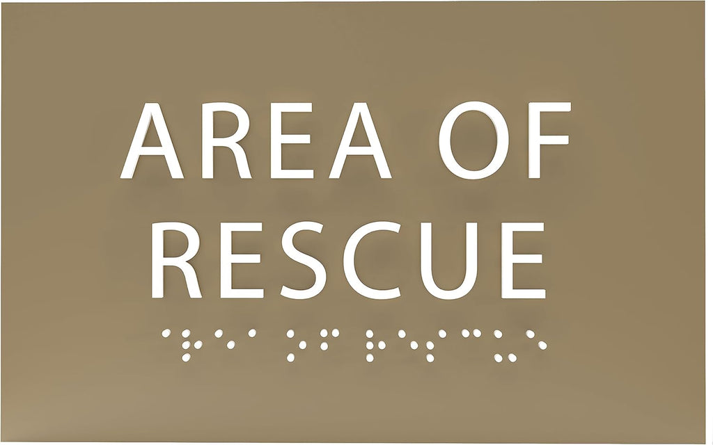6" X4" Area of Rescue Sign - ADA Compliant Tactile Graphics Grade 2 Braille Text Wall Sign | Emergency Assistance, Refuge Place Sign for Schools, Offices, Apartments & Restaurants