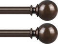 KAMANINA 2 Pack Curtain Rods for Windows 48 to 84 Inch (4-7ft), 7/8 Inch Single Heavy Duty Window Curtain Rod Adjustable Decorative Drapery Rods with Round End, Antique Bronze