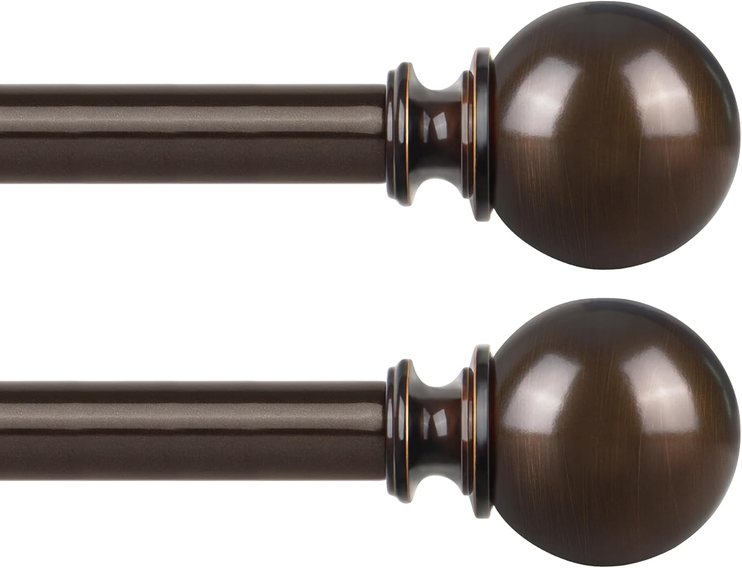 KAMANINA 2 Pack Curtain Rods for Windows 48 to 84 Inch (4-7ft), 7/8 Inch Single Heavy Duty Window Curtain Rod Adjustable Decorative Drapery Rods with Round End, Antique Bronze