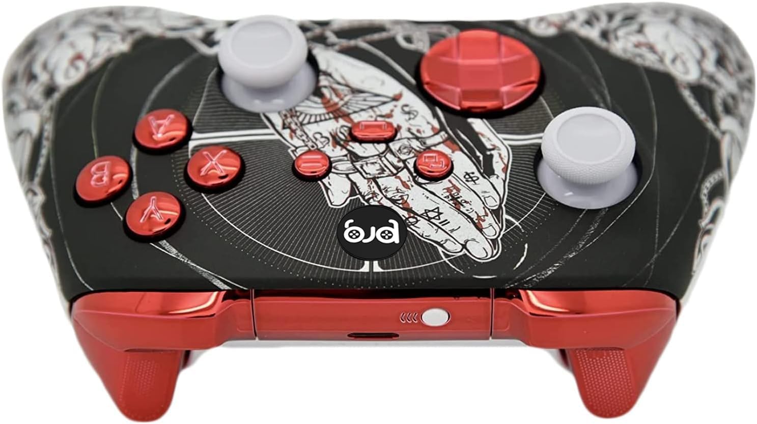 Hand Airbrushed Fade Custom Controller Compatible with Xbox Series X/S & Xbox One (Series X/S Bloody Forgiveness W/Red Chrome Inserts)