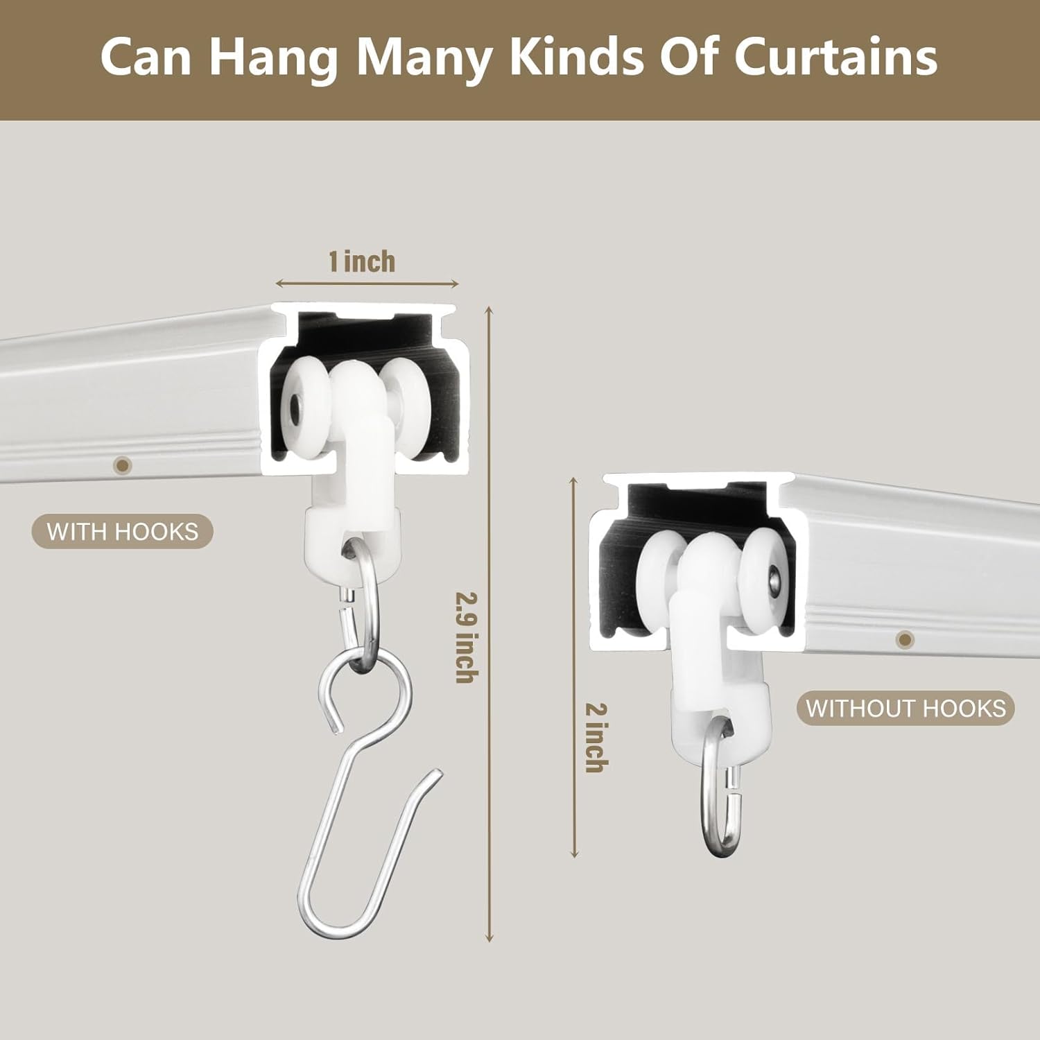 Ceiling Curtain Tracks,Curtain Track Wall Mount,Track Curtains Rod Ceilings Mount Heavy Duty Ceiling Tracks for Curtains Room Divider Rod with Hooks,White 3-12ft