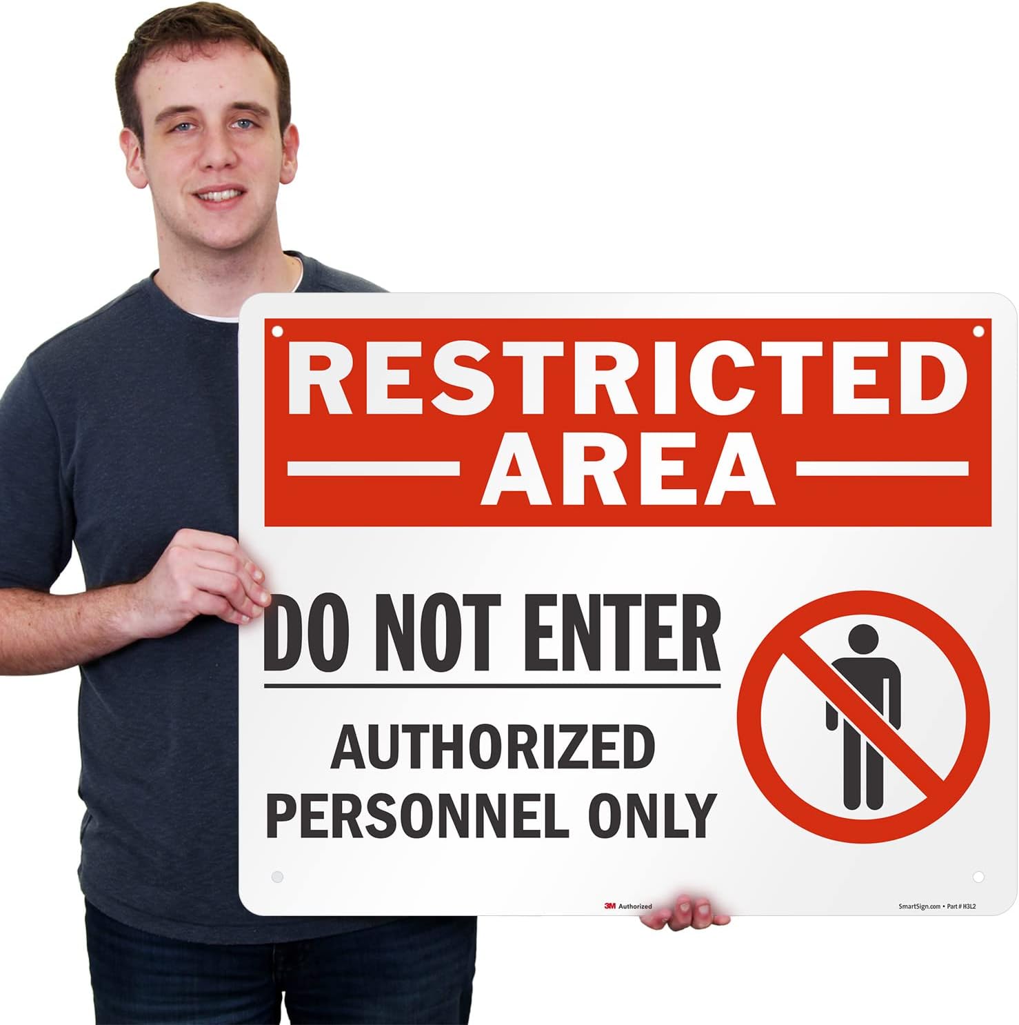 SmartSign 24" x 30" 'Restricted Area Do Not Enter, Authorized Personnel Only' Metal Sign with Symbol, 80 mil Aluminum, 3M Laminated Engineer Grade Reflective, Red, White and Black, USA-Made