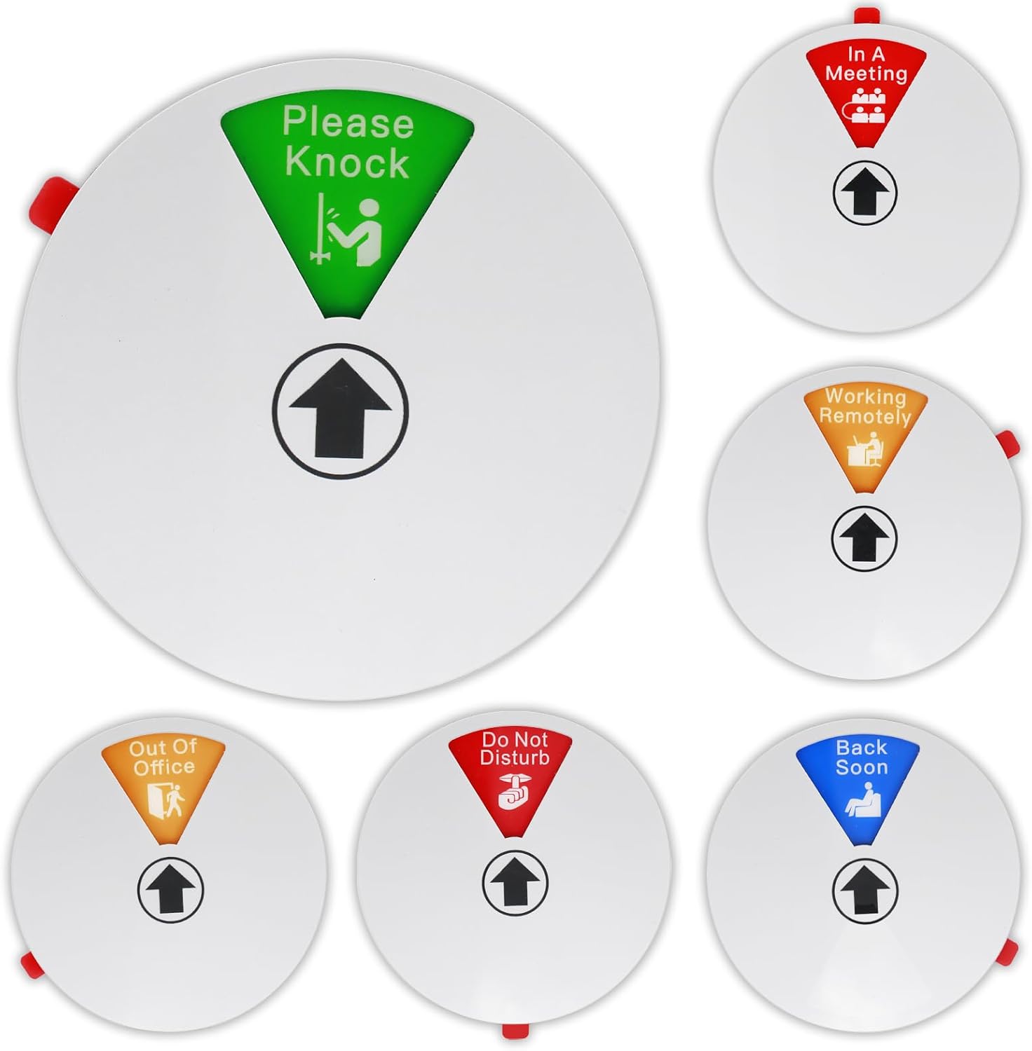 Office Privacy Door Sign with Rotating Status Indicator - 6 Inch Magnetic & Adhesive ABS Sign for Office/Home, 6 Modes (Do Not Disturb/Meeting/Remote Work) (Silver)