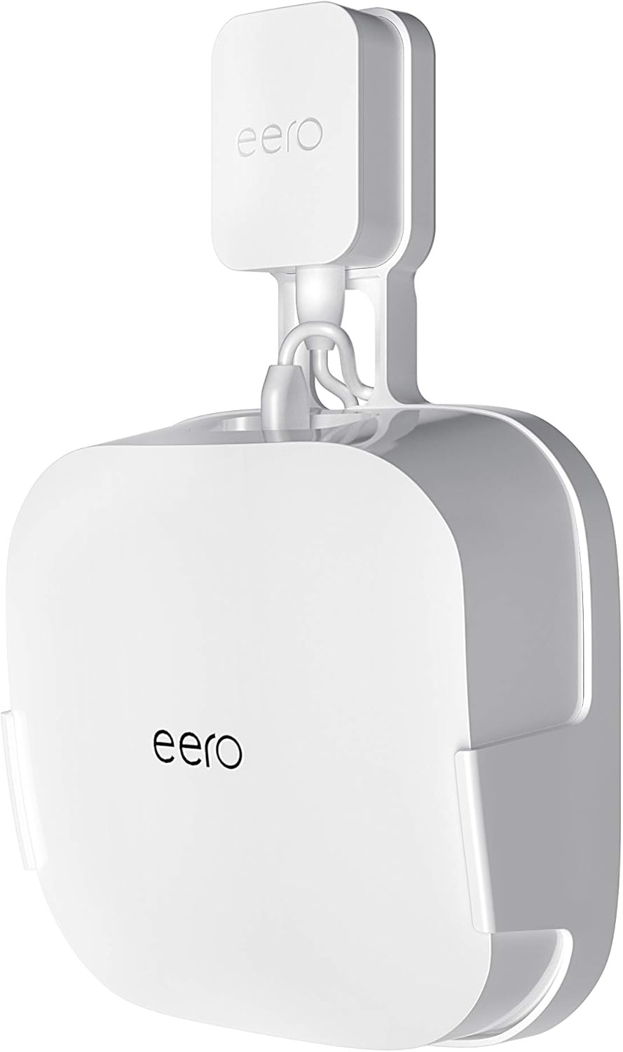COOLWUFAN Wall Mount Holder for eero Pro 6 or eero Pro 6E Home WiFi System-Simple and Sturdy Wall Mount Holder Stand Bracket for eero Pro 6E & Pro 6 tri-Band mesh Wi-Fi 6 System (White(1 Pack))