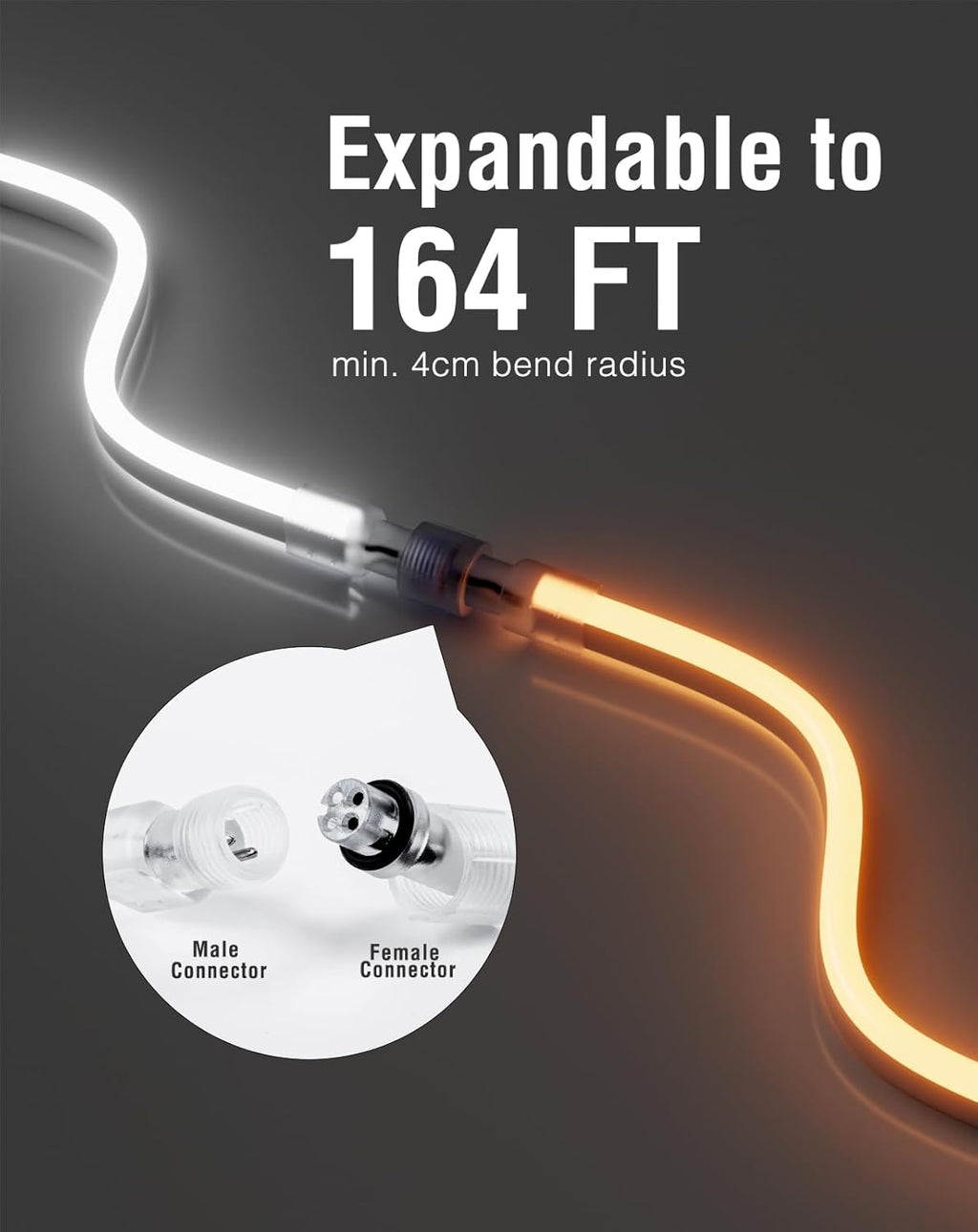Shine Decor LED Neon Rope Lights AC 120V, Expandable & Cuttable 120LEDs/M Bright Strip Lighting, ETL Cold-Resistant & IP65 Waterproof for Indoor Outdoor, 8x16mm, 6300K Cool White, 32.8ft