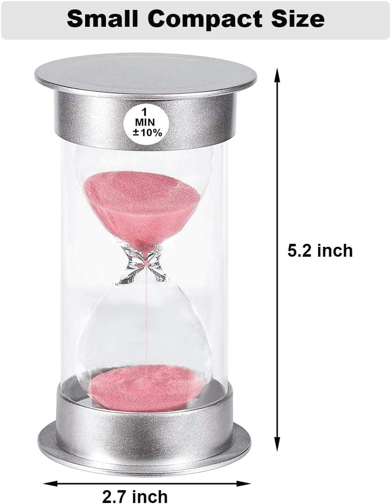 SuLiao 1 Minute Hourglass Timer Sand Clock, Unbreakable Pink Sand Watch one Minute, Colorful Plastic Hour Glass Sandglass for Kids, Games, Classroom, Decorative