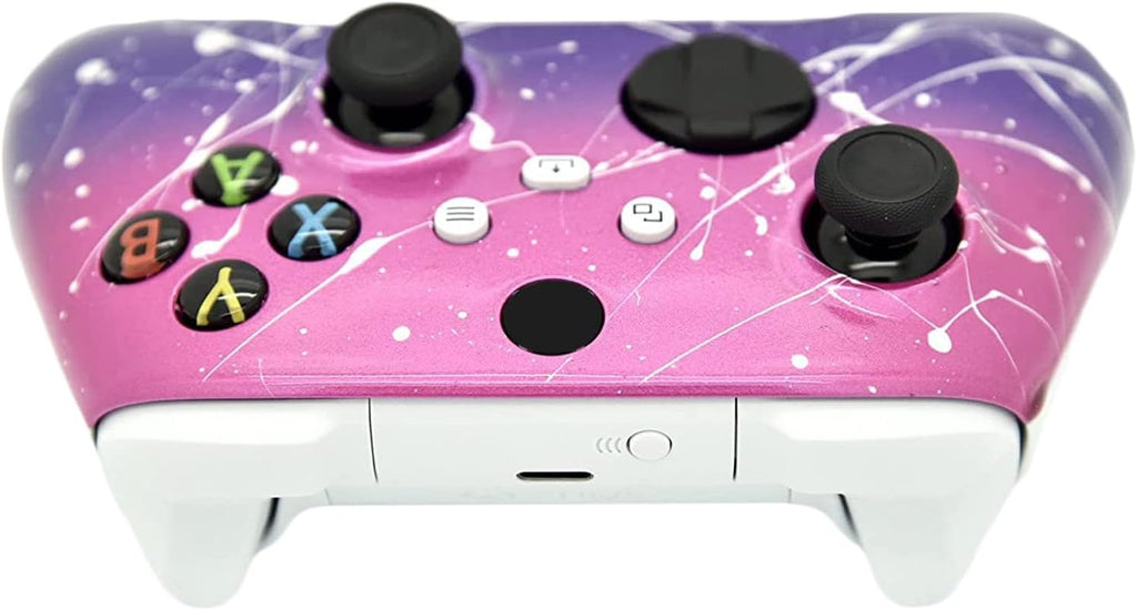 Hand Airbrushed Fade Custom Controller Compatible with Xbox Series X/S & Xbox One (Series X/S Pink & Purple White Drip)