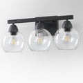 Bathroom Light Fixtures, 3-Light Matte Black Vanity Light with Hand-Blown Thick Glass Shades, Premium Clarity & Shatter-Resistant, Wall Sconces for Mirror, Kitchen, Bedroom