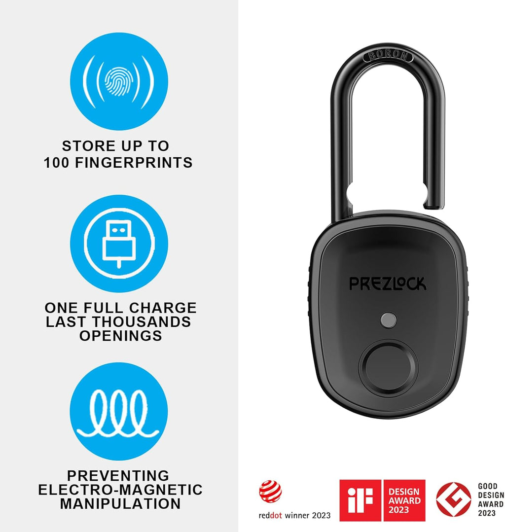 Fingerprint Padlock with Key Backup, 2keys, Smart Padlock with Keyless Biometric, Suitable for Outdoor and Heavy Duty, IP65 Waterproof.