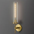 Brass Wall Sconce 19.48" Handcrafted Vintage Wall Lamp with Clear Glass Tube & Knurled Detailing, Sconce Lighting for Bedroom Bathroom Hallway Staircase Entryway, Dining Room Decor Lighting Fixture