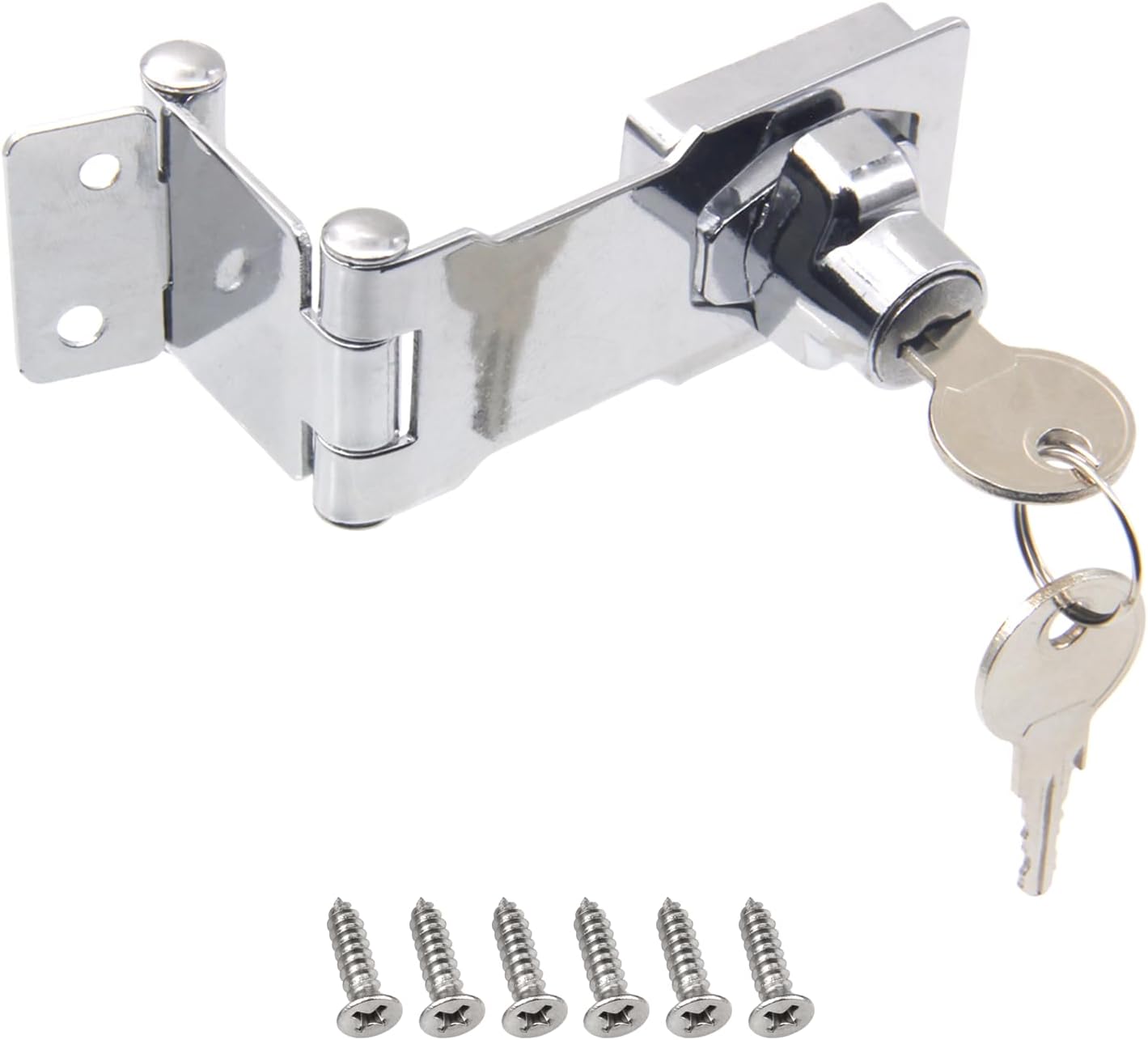 Door Lock Hasp Latchs, Collapsible Solid 304 Stainless Steel File Cabinet Lock Desk Drawer Lock, for 90 Degree and 180 Degree Drawers, Dabinets, Doors, Flip Barn Door (Individual Key)