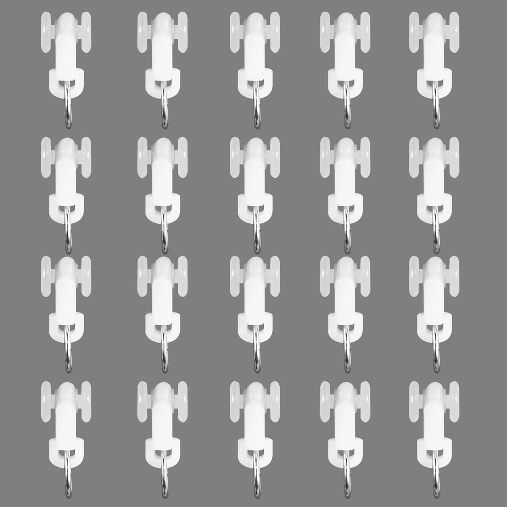 Curtain Glider Track Rail Runners Mute Wheel Rollers Heavy Duty Curtains Tracks Pulley 20PCS,White