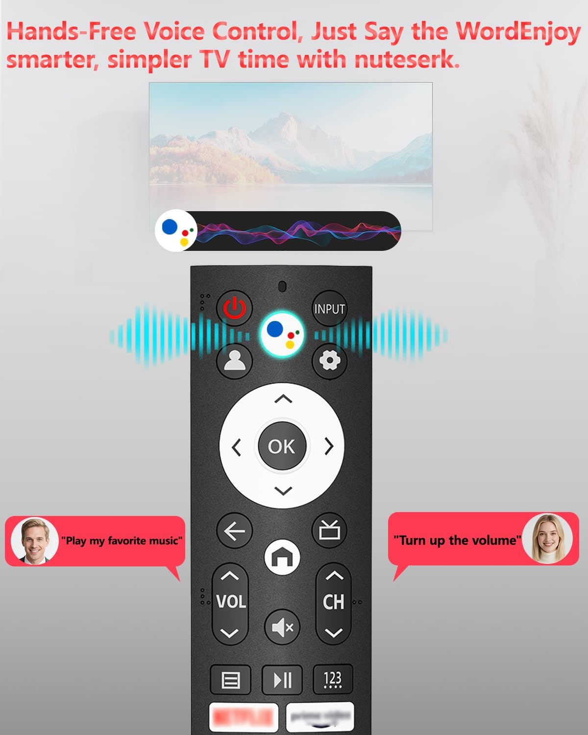 Voice Remote Replacement Fit for Hisense Google Smart TVs –Compatible with 4K QLED UHD Mini-LED Quantum ULED Series, 2-Year Warranty