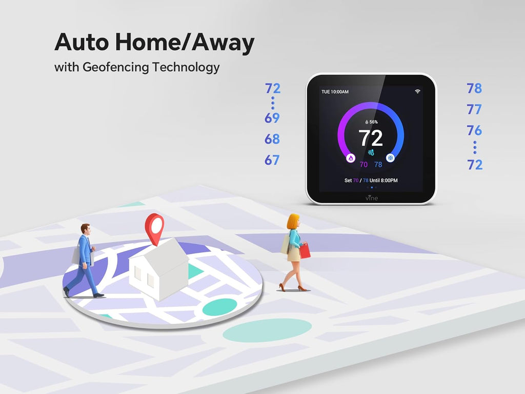 Vine Smart Thermostat - WiFi Programmable Thermostat for House - Compatible with Alexa and Google Assistant, 4.0" Touch Screen Christmas Valentine's Day Optional Wallpaper, C-Wire Required