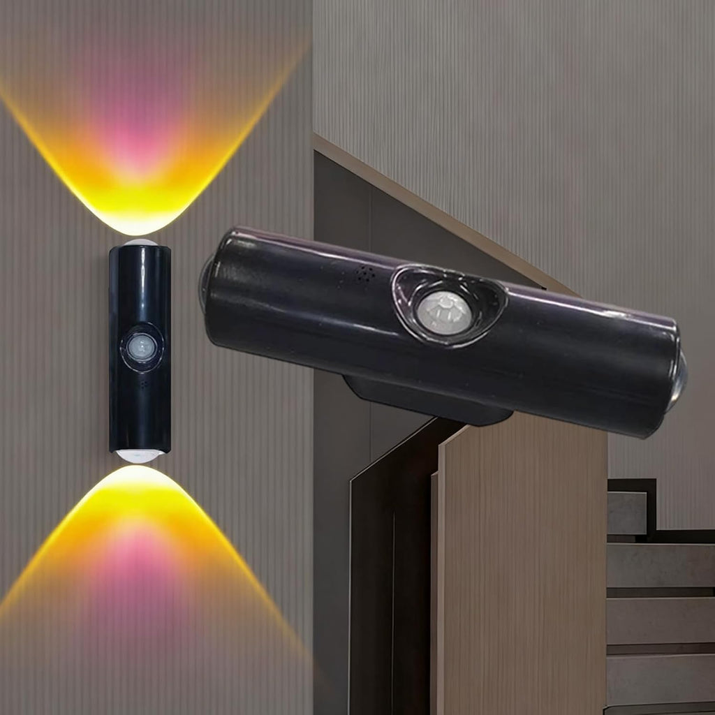 Rechargeable Smart LED Motion Sensor Ambient Light, Punch-Free Color Changing Motion Sensor Light for Stairs, Wardrobe, Cabinet (1Pc,Black, 7-Color Changing)