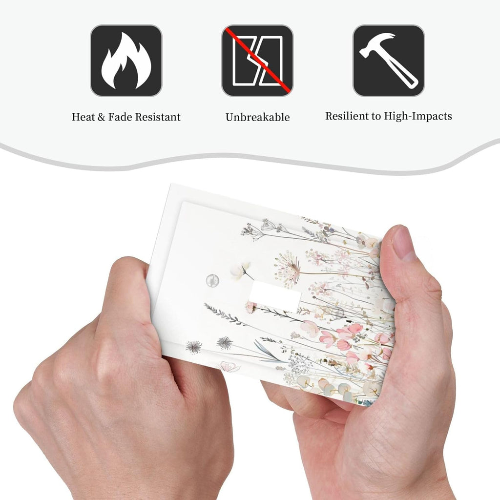 Floral Watercolor Wildflower Dandelion Plant Decorative Light Switch Cover 1 Gang Single Toggle Device Electrical Faceplate Switchplates Decorator Outlet Wall Plate for Farmhouse Bed Room Decor