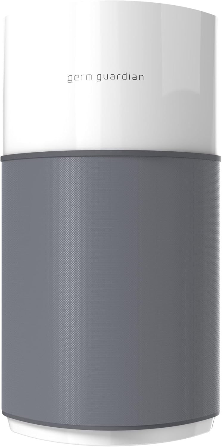 GermGuardian Airsafe+ XL Intelligent Air Purifier for Home, Wildfire Smoke, Pollen, Odors with HEPA Pure Filter, UV-C, Air Quality Indicator, for Large Rooms 1680 sq. ft, 20”, Gray/White, AC3200