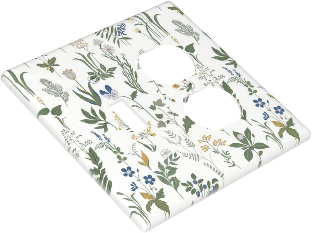 Wallplates Floral Green Leaf Plant Flowes 1 Toggle 1 Duplex Switch Plate Electrical Gfci Faceplate Decorative Light Switch Covers For Bed Room Farmhouse Decor