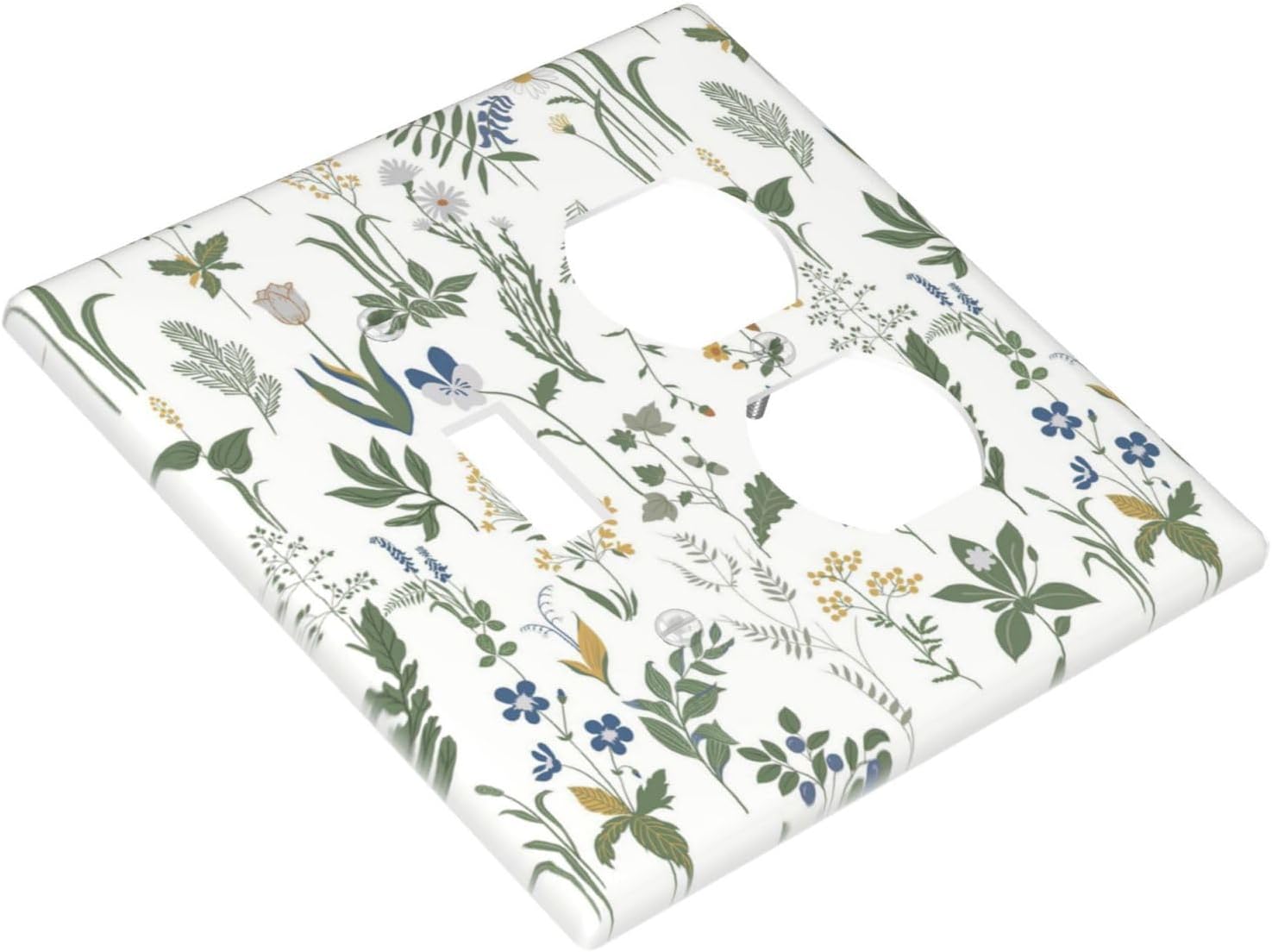Wallplates Floral Green Leaf Plant Flowes 1 Toggle 1 Duplex Switch Plate Electrical Gfci Faceplate Decorative Light Switch Covers For Bed Room Farmhouse Decor