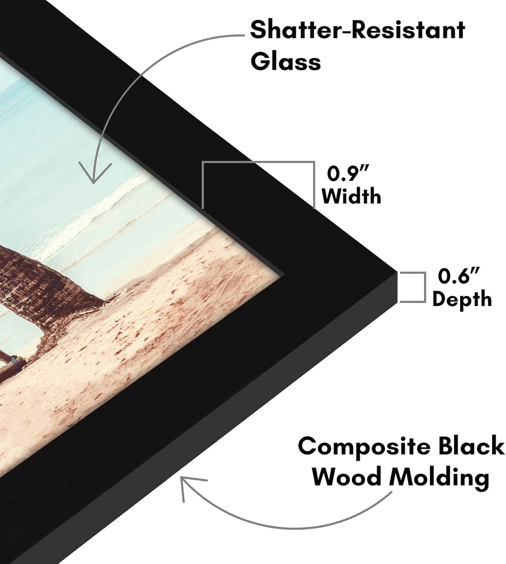 Americanflat 14x20 Picture Frame with Polished Plexiglass - Signature Collection - Gallery-Style Frames Made of Engineered Wood - Photo Frame for Wall Display - Black