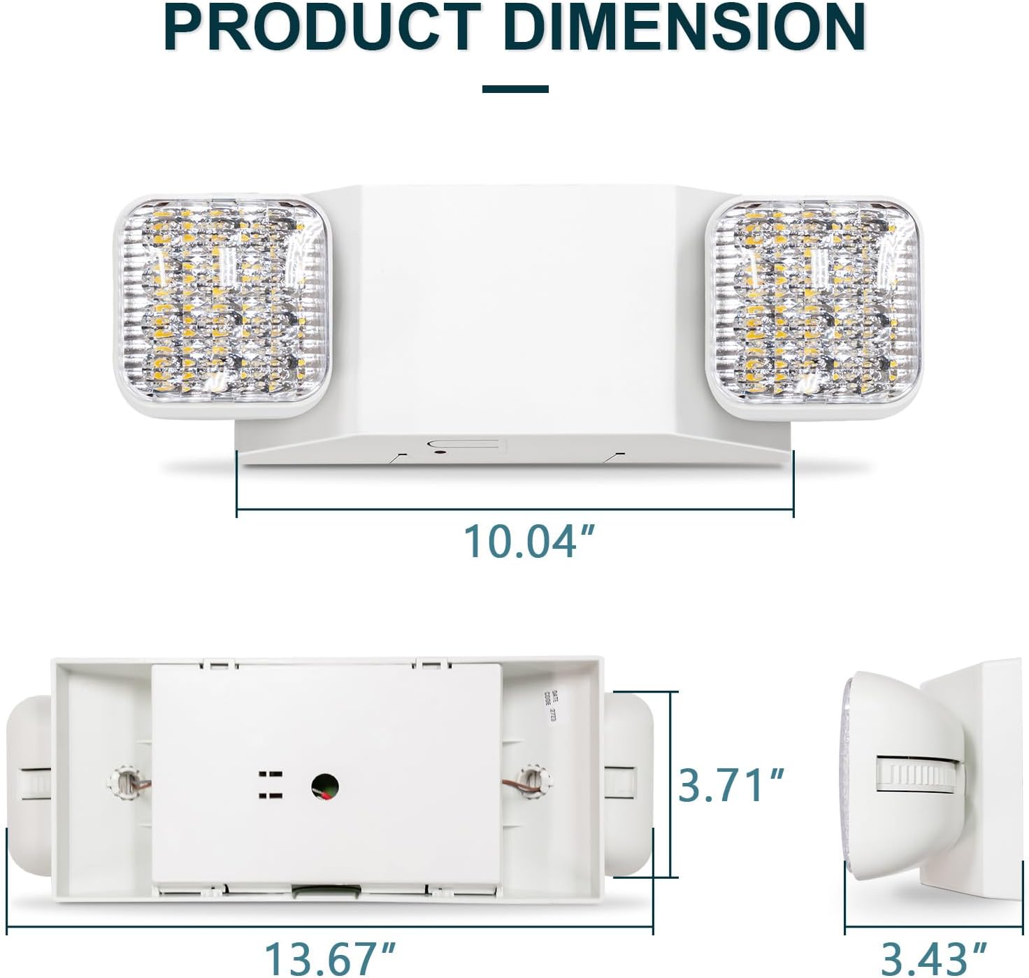 LED Emergency Lights, Commercial Emergency Lights for Business, Power Outages, Offices, with Backup Battery (90 Minutes), Wall Mount, Hard Wired, 120-277V, Fire Resistant (94V-0) UL