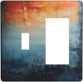 Blue Orange Abstract Modern Minimalist Oil Painting 2 Gang Combo 1 Toggle 1 Rcoker Light Switch Covers Decorative Switch Plates Electrical Switch Plates and Outlet Covers for Home 4.5 X 4.5 IN