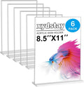 6pack Acrylic Sign Holder 8.5 X 11, Vertical T Shape Clear Plastic Menu Holder, Unbreakable Table Sign for Restaurant, Office, School, Store and Home Use