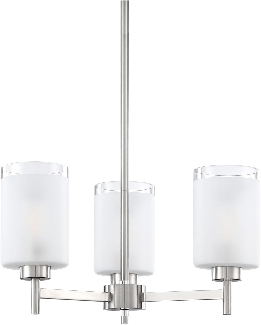Doraimi Lighting 3 Light Chandelier Clear Frosted Glass Shade Classic Style Ceiling Pendant Light Fixture Brushed Nickel Finish for Meeting Room Dining Room Over Table Living Room
