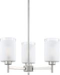 Doraimi Lighting 3 Light Chandelier Clear Frosted Glass Shade Classic Style Ceiling Pendant Light Fixture Brushed Nickel Finish for Meeting Room Dining Room Over Table Living Room
