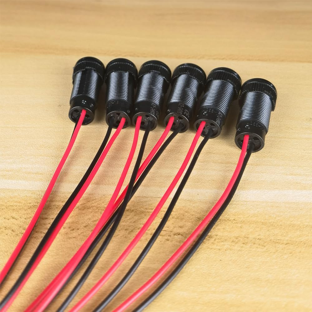 6pcs Blue LED Indicator Pilot Light Mounting Hole Size 10mm AC/DC 12-24V(Flame Retardant Plastic Shell)