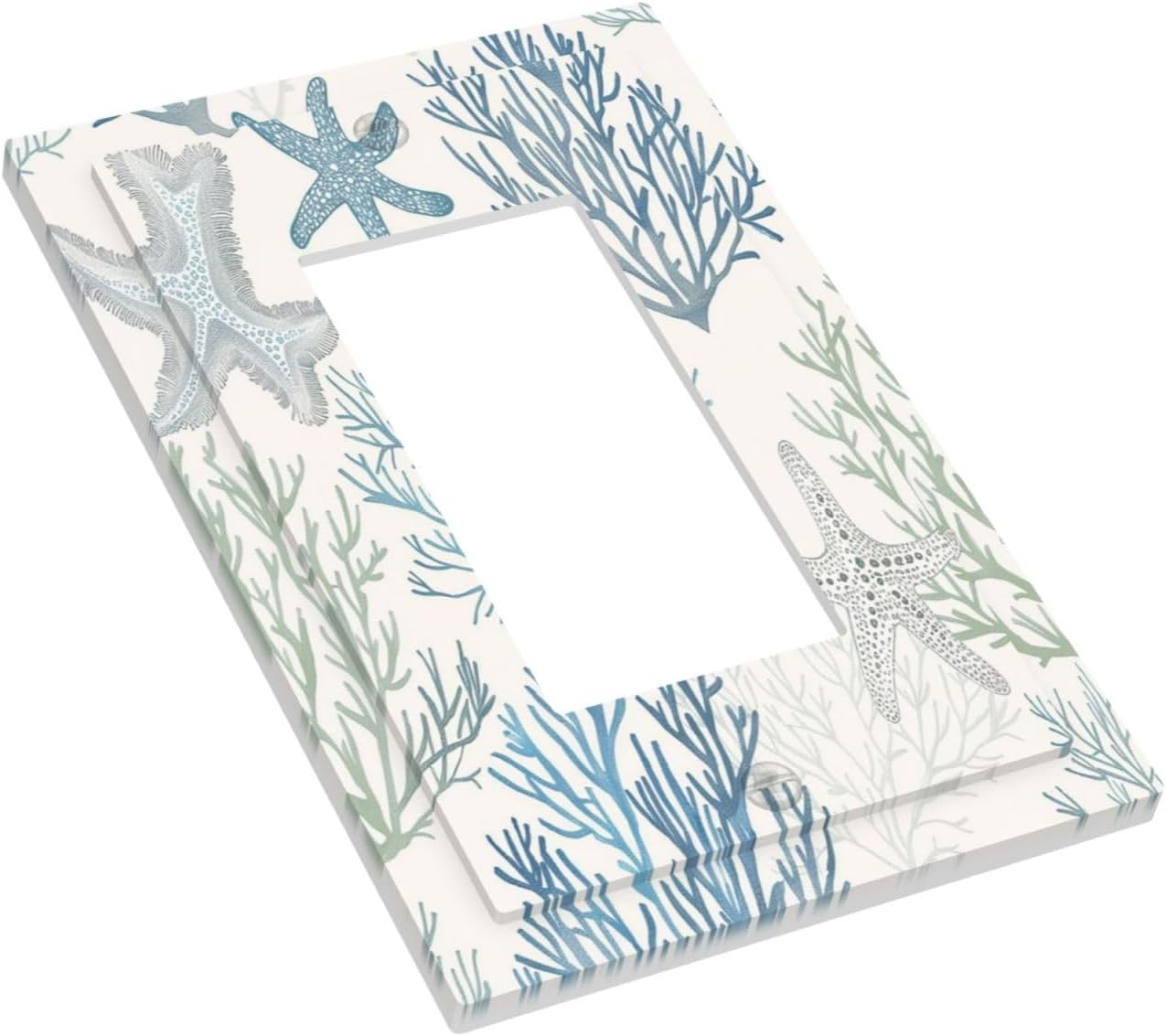 Decorative Outlet Covers Ocean Beach Theme Starfish Seashell Coral 1 Gang Single Rocker Light Switch Cover Plate Wall Plates Gfci Faceplate For Bathroom Kids Room Decor