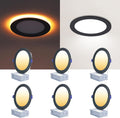 CycevSun 6 Pack Black Recessed Lights 6 Inch with Night Light, Canless Ultra Thin Wafer Downlight Indoor Outdoor Exterior Soffit, Dimmable & 5 Color Selectable, 12W, ETL Listed