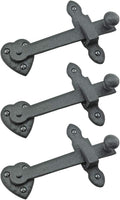 Renovators Supply Black Wrought Iron Gate Flip Latch Antique Heart Style Medium to Light Duty 4 Inches Tall Flip Door Locks Rust Resistant Powder Coated Latches Includes Mounting Hardware Pack of 3