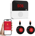 WiFi Smart Wireless Caregiver Pager Call Button System Emergency Alert System Life Alert Button for Seniors Patient Disabled Elderly 2 SOS Panic Button 1 Receiver(only Supports 2.4GHz Wi-Fi)