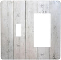 Rustic White Grey Wood Grain Outlet Covers 1 Toggle 1 Rocker Combination Light Switch Cover Plate Decorative Wall Plate Electrical Switch Plates for Bedroom Bathroom Decor