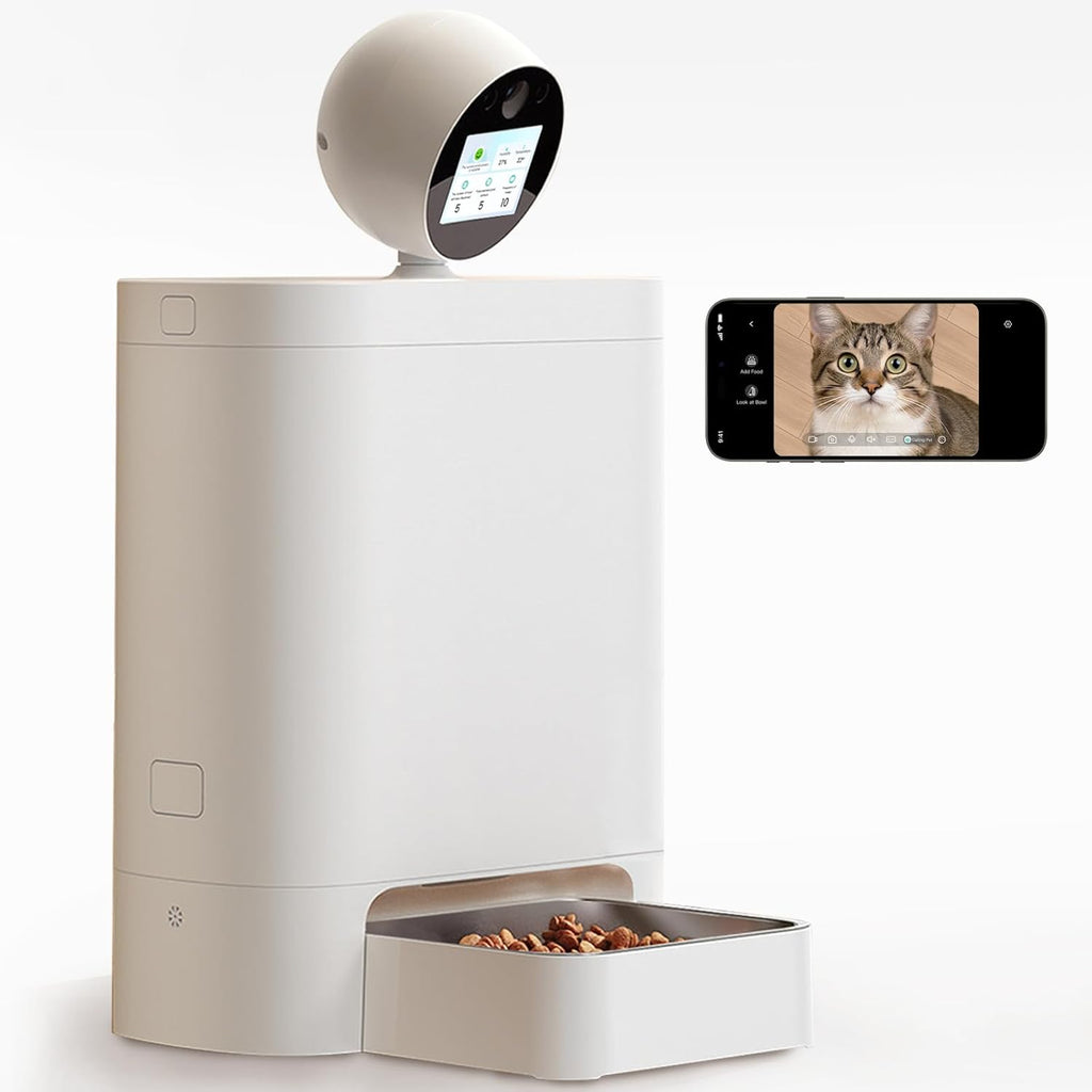 Automatic Cat Feeder with Camera 360°, 2K HD Pet Feeder with Night Vision & 2-Way Audio, Smart APP Control, AI Smart Cat Feeder, Up to 16 Meals/Day, 5.5L Timed Food Dispenser for Cats & Dogs