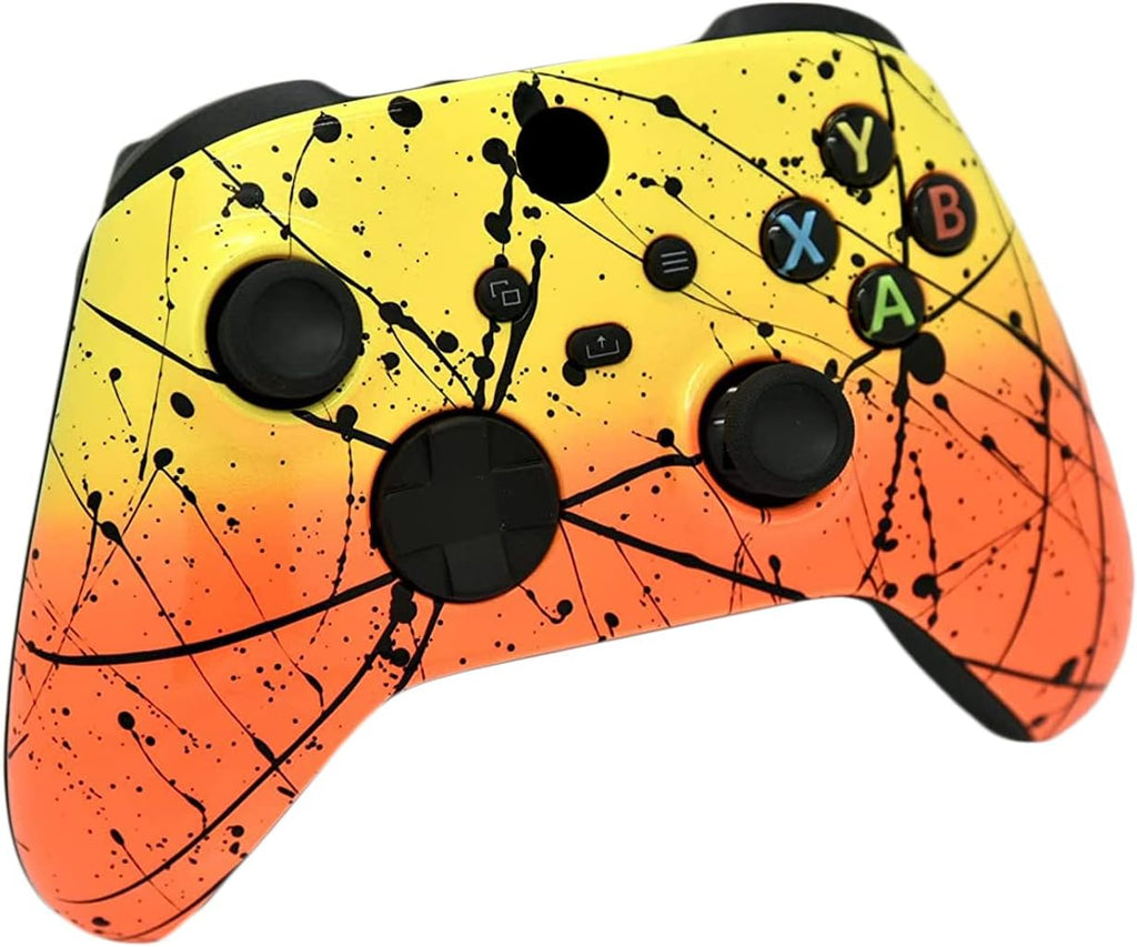 Hand Airbrushed Fade Custom Controller Compatible with Xbox Series X/S & Xbox One (Series X/S Orange & Yellow)