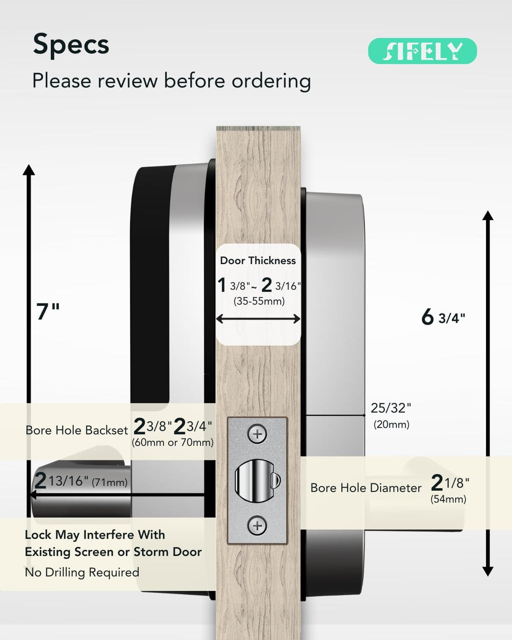 Built-in WiFi Smart Door Lock with Handle – Keyless Entry via App, Codes, Cards, Key, Voice & Remote Unlock, Auto-Lock, Access Logs, Family Sharing, Works with Alexa & Google, Great for Home & Rental