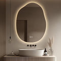 LED Bathroom Mirror with Lights 24x32, Stepless Dimmable Irregular Backlit Mirror with 3 Colors, Anti-Fog, Memory, Al-Alloy Lampshade, Frameless Smart Mirror for Bathroom (Horizontal/Vertical)