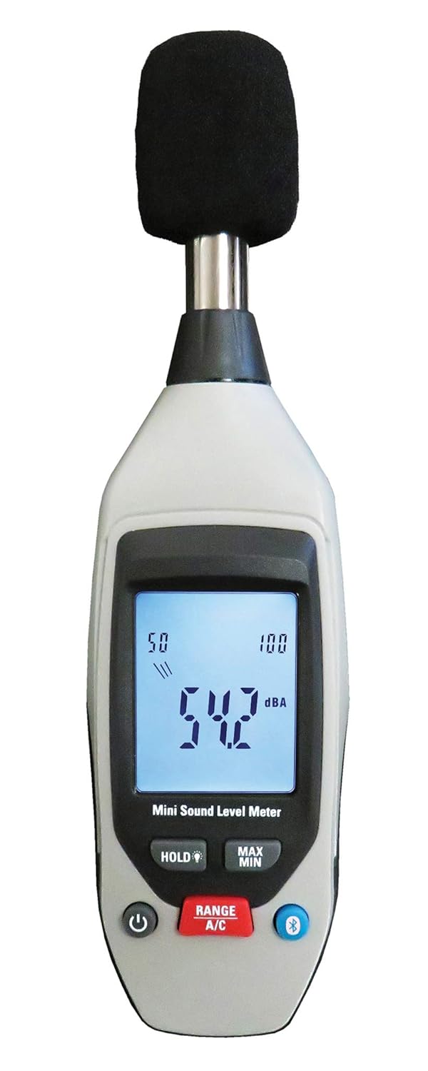 Sper Scientific Decibel Meter 850019 w/Bluetooth, Sound Level Meter 35 to 130 dB, SPL A/C Weighted, Dual Range Max/Min & Data Hold, Compact Audio Noise Measuring Device, Large Backlit Display - 2 pc