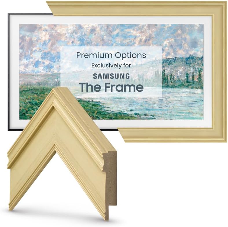 Antique White 3" Color Chip Premiere Deco TV Frame (32",43",50",55",65",75",85") Compatible ONLY with Samsung The Frame and Pro TVs (Fits 2021-2025, LS03A,LS03B,LS03C,LS03D,LS03FA,LS03FW)