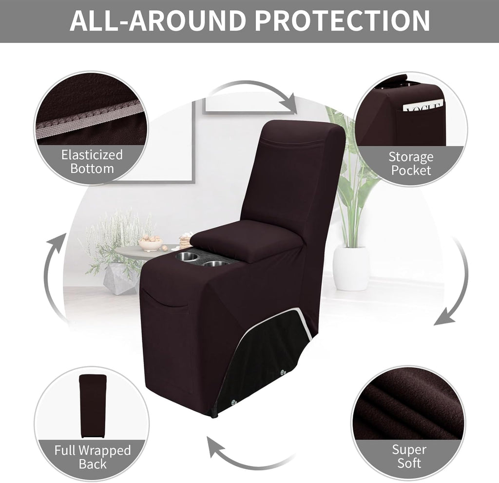 Easy-Going 100% Waterproof Recliner Console Cover, Stretch Middle Console Couch Covers for Reclining Sofas, Sectional L-Shape Furniture Protector for Kids & Pets, 1 Console Cover, Chocolate