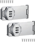 Keyless Combination Lock, 2 Pack Door Security Slide Latch Lock, Silver Password Rotary Hasp Locks for Small Doors, Cabinets, Barn Door, Bathroom, Outdoor, Garage, Garden
