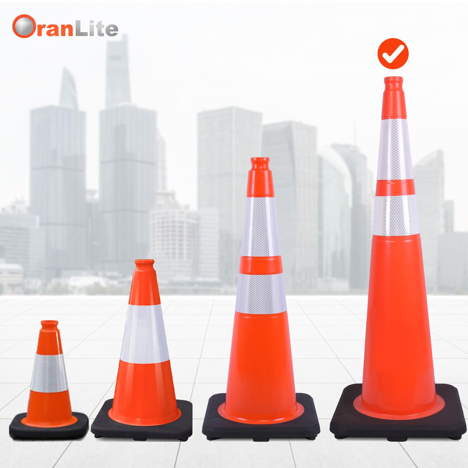 6 Pack Extra Large 36" Inch PVC Traffic Cones with Heavy-Duty Base, High-Visibility All-Weather Safety Cones for Road Construction, Parking Lot, and Garage Use (6, Orange, 36" Extra Large)