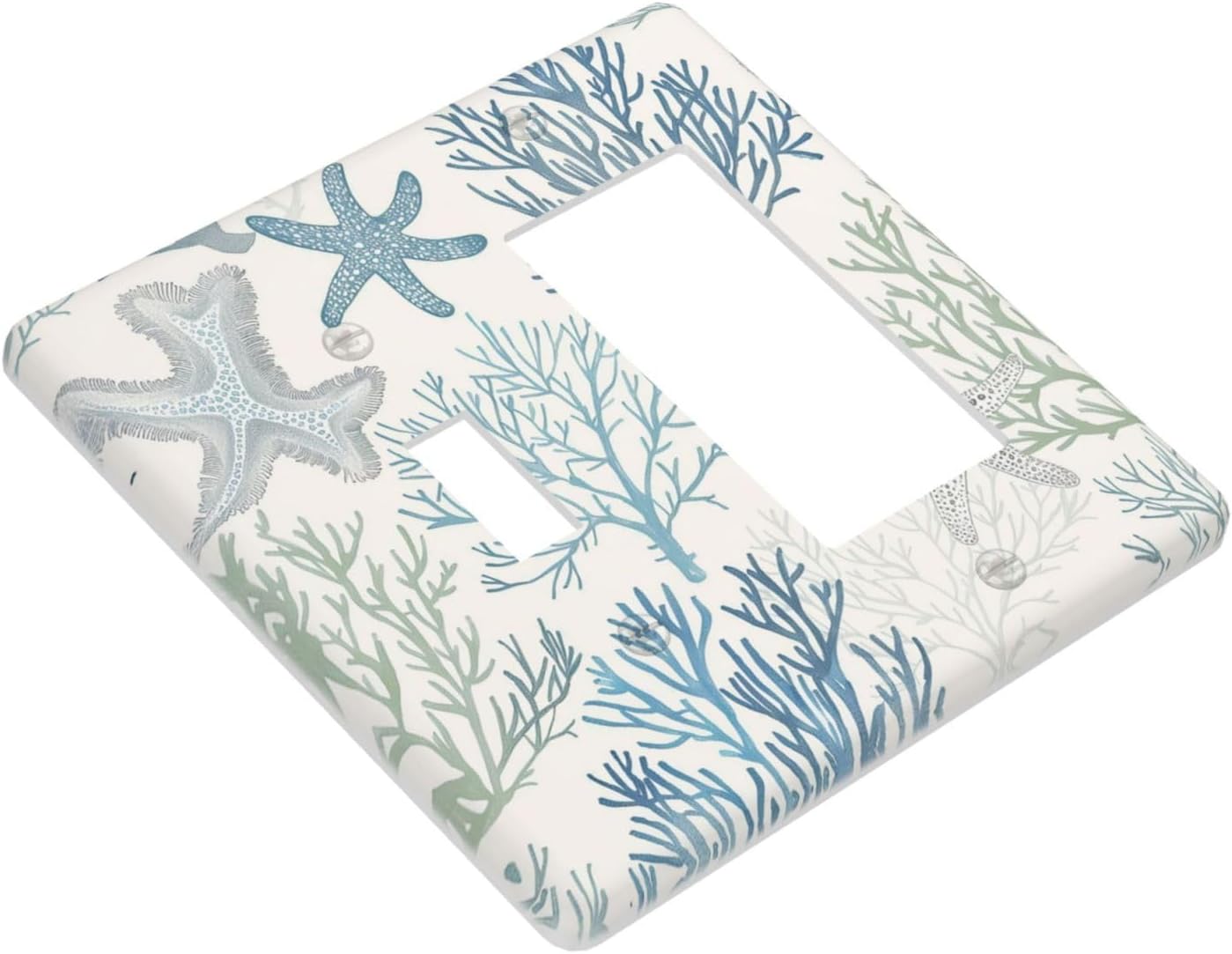 Outlet Covers Ocean Beach Theme Starfish Seashell Coral 1 Toggle 1 Rocker Combination Decorative Wall Plate Electrical Switch Plates Light Switch Cover Plate For Bathroom Kids Room Decor