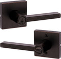 Kwikset Halifax Entry Door Handle with Lock and Key, Secure Keyed Reversible Lever Exterior, For Front Entrance and Bedrooms, Venetian Bronze, Pick Resistant Smartkey Rekey Security and Microban