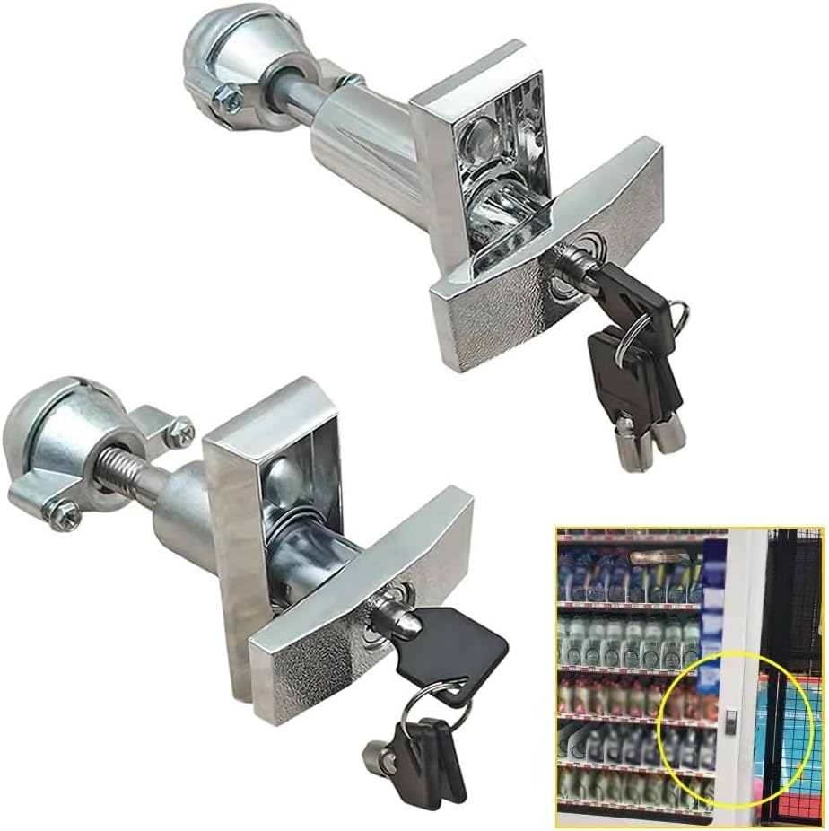 Zinc Alloy T-Type Cabinet Lock for Vending Machines,Water Dispensers Car Wash Systems,Salt Spray Tested 48H,Anti-Theft Screws,Secure T-Lock with 3 Keys,Silver