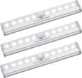 VYANLIGHT Motion Sensor LED Under Cabinet Lights, 10 LED Light Strips for Closet, Kitchen, Bathroom, Pantry - Battery Operated, Wireless, Peel and Stick, 3 Pack