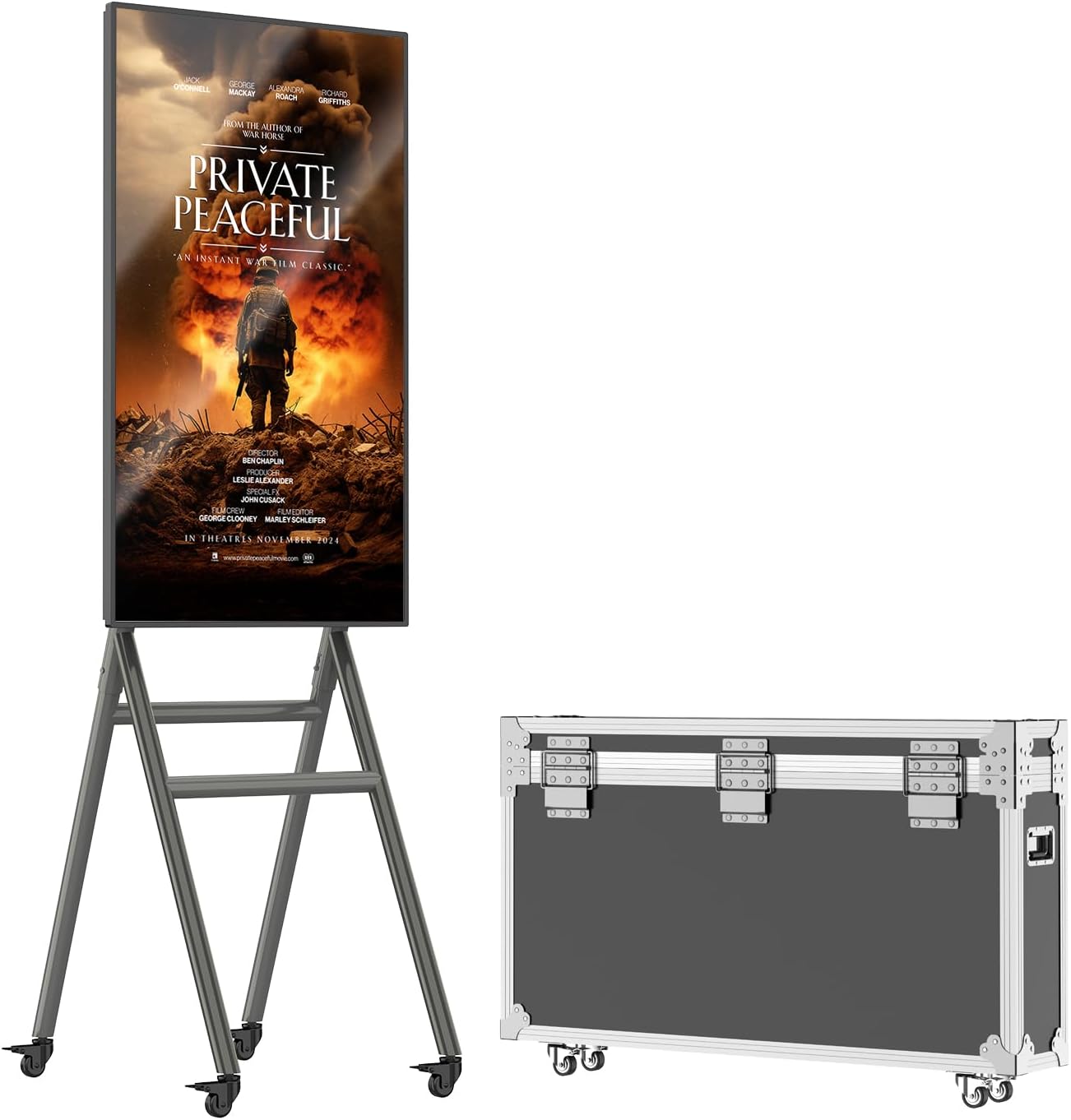 MWE Mobile Digital Signage Display 43in,Portable UHD Touchscreen Advertising Display Kiosk Poster App Publishing,Video Photo Booth Standby Series Screen Mirroring (NonTouch Screen, Metallic, 43in)