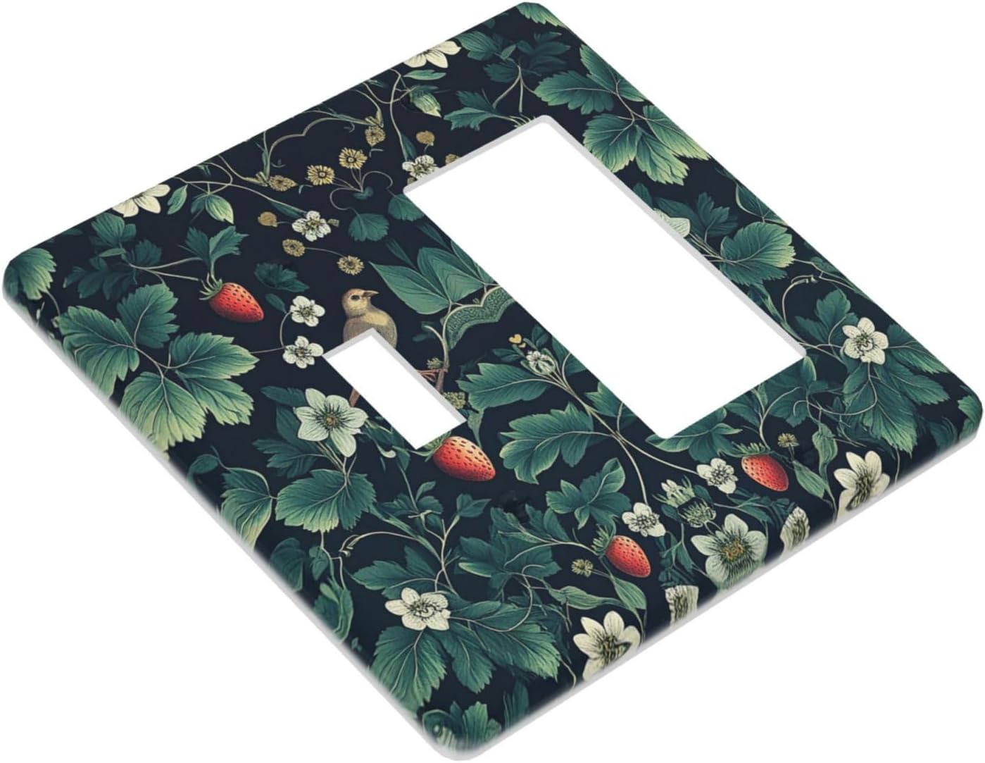 Outlet Covers Strawberry Birds Flowers Plant Morris Floral 1 Toggle 1 Rocker Combination Decorative Wall Plate Electrical Switch Plates Light Switch Cover Plate for Bedroom Farmhouse Decor